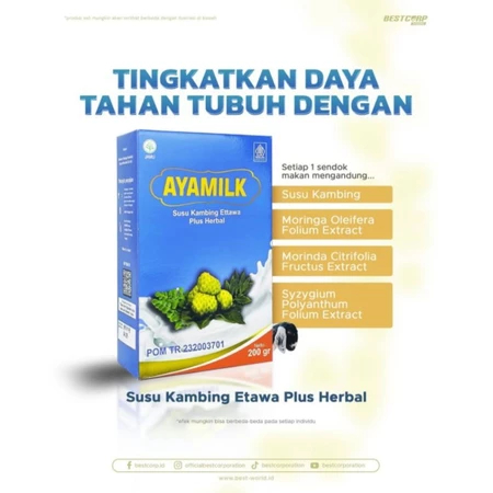 

Ayamilk – Susu Kambing Etawa + Herbal Alami | BPOM | Untuk Asam Lambung & Imun 100% Original