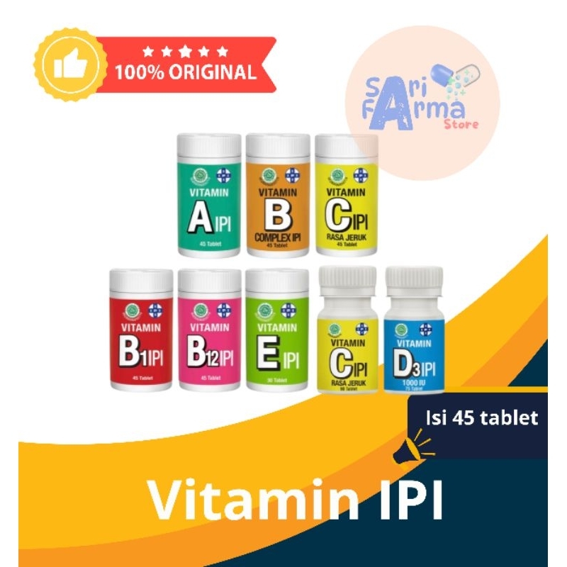 Vitamin A, B1, B12, B COMP, C, D3, D3+K2 IPI, E