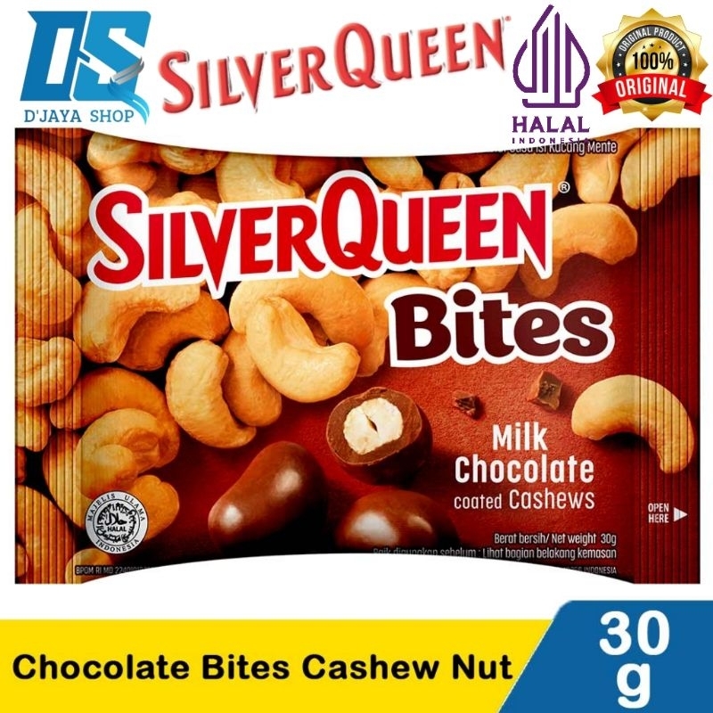 

SILVERQUEEN BITES MILK CHOCOLATE 30g/COKELAT SUSU KACANG METE