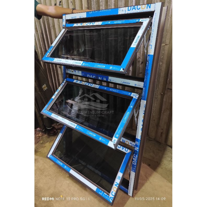 JENDELA ALUMINIUM 3 DAUN HIDUP BISA CUSTOM [SUDAH TERMASUK PACKING KAYU]