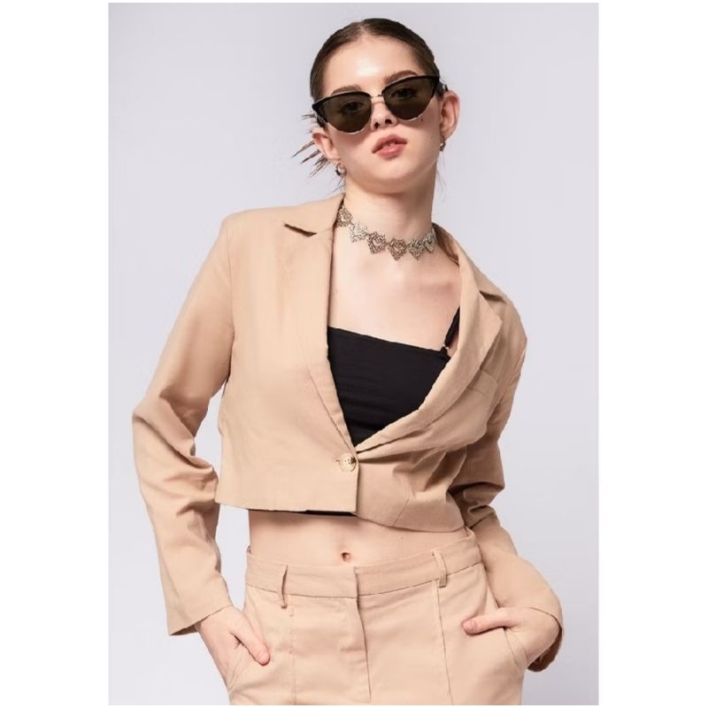 COLORBOX Crop Rustic Blazer Beige