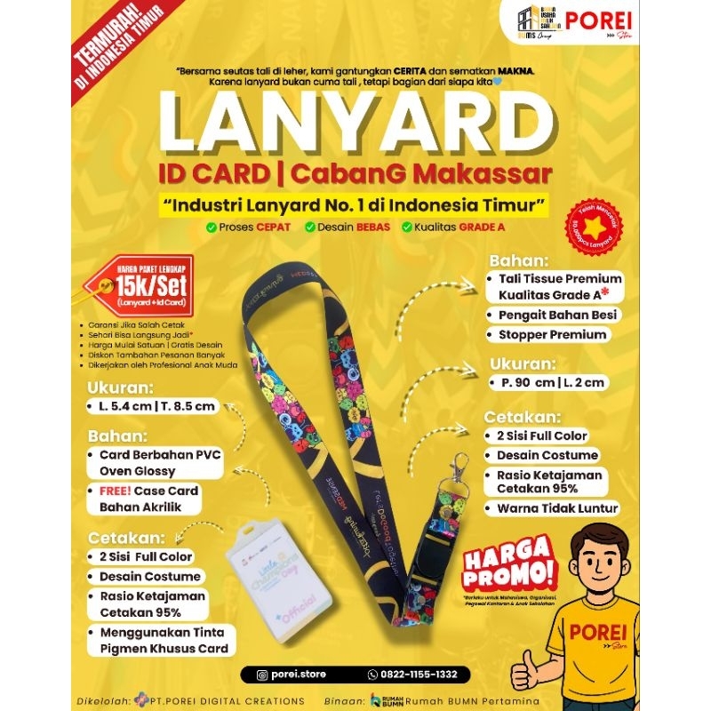 

LANYARD ID CARD Paket Lengkap Makassar (Tali lanyard 2 sisi uk. 2cm + Holder card + Card 2 sisi)