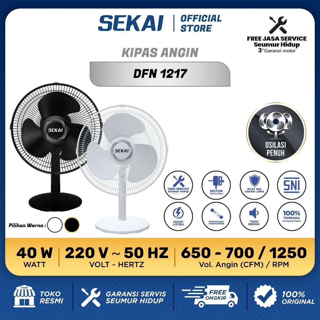 SEKAI Kipas Angin Meja / Kipas Angin Dinding 2 In 1 12 Inch - DFN 1216 / DFN 1217 / DFN 1218