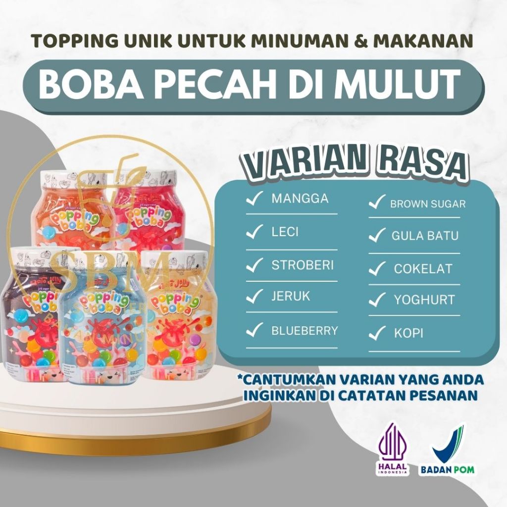 

Boba Meletus Dimulut Topping Minuman Instan - Popping Boba Pecah Dimulut Rasa Brown Sugar 500 Gram | Cocok Untuk Semua Minuman | Popping Boba Nata Jelly