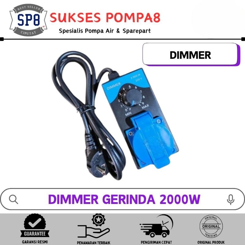 Dimmer 2.000 Watt / Pengatur Kecepatan Gerinda Bor / Dimmer Stop Kontak