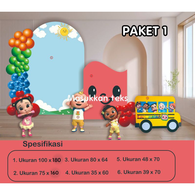 PAKET ULANG TAHUN TEMA COCOMELON /BACKDROP ULTAH COCOMELON / STANDNG KARAKTER ULANG TAHUN COCOMELON