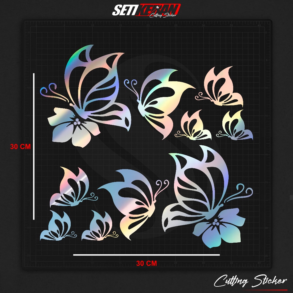 Cutting Stiker Flower Variasi Motor Mobil Sticker Bunga Kupu - Kupu Cantik Universal LucuTimbul Kere