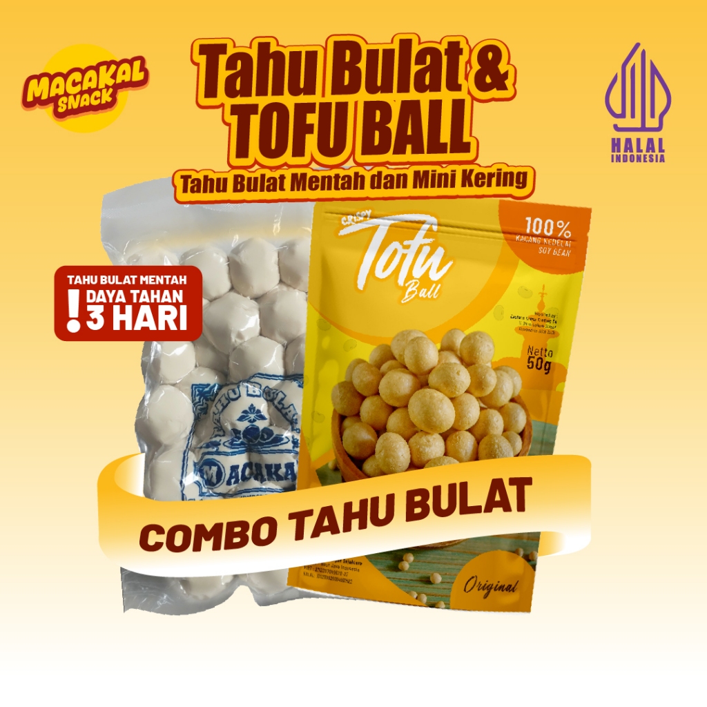 

Macakal - Combo Tahu Bulat Mentah isi 50 dan Tofu Ball Crispy