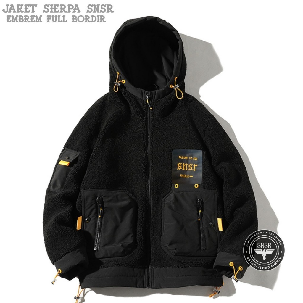 SNSR - Jaket Sherpa Bordir Hoodie - Jaket Pria Sherpa Hoodie - Jaket Sherpa Bordir - Jaket Sherpa SN