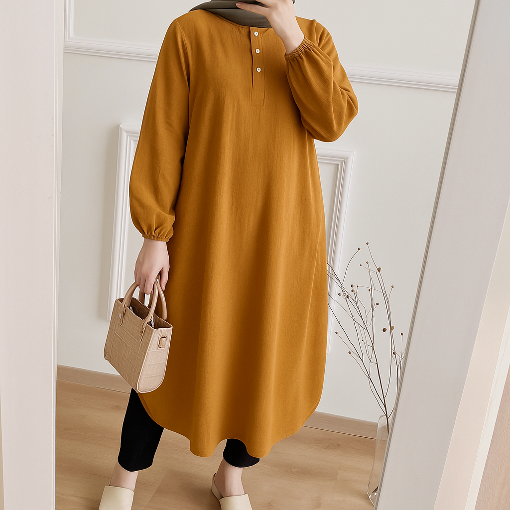 Tunik Panjang Jumbo Putih Polos - Atasan Wanita Baju Tunik Putih Busui Ld 120cm - Baju Muslim Wanita