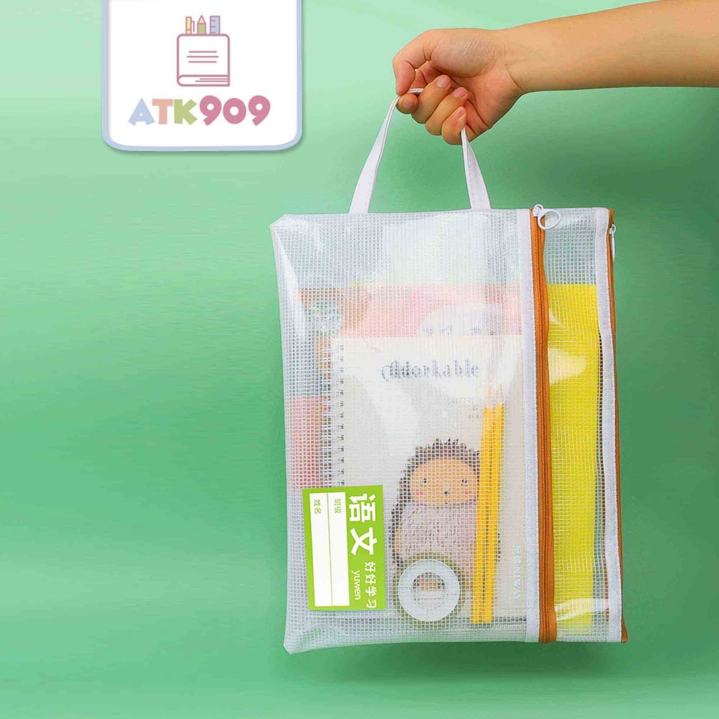 

ATK909 HANAMDONG Transparan Handle Tas File Organizer File Bag Map Tas A4 Tas Dokumen Waterproof Folder Buku Pelajaran Tas Les