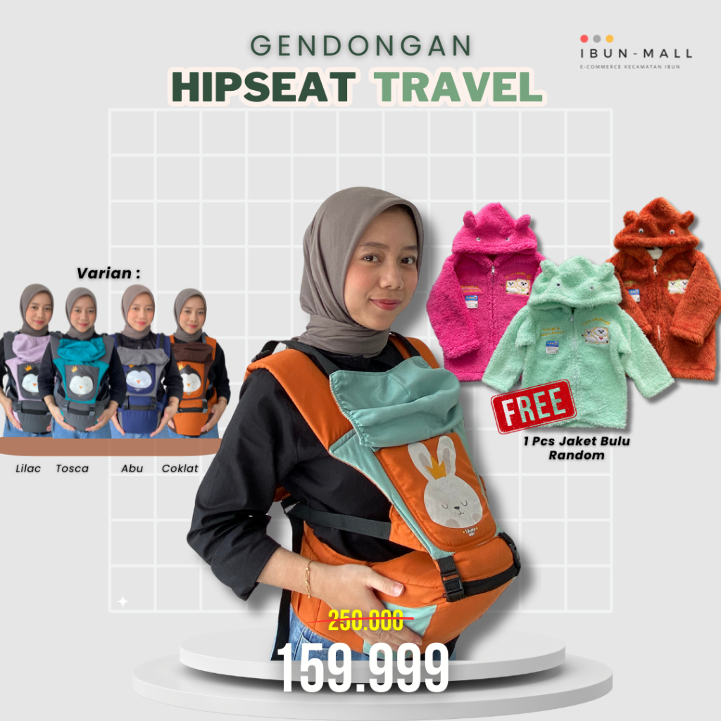 (New IM) SPESIAL IBUN MALL - Gendongan Hipseat Karakter Lucu Free Jaket Bulu Cewek Cowok