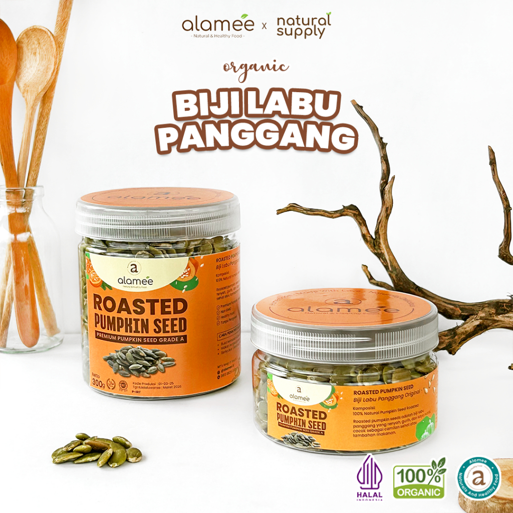 

ALAMEE Roasted Pumpkin Seed Biji Labu Pepita Kupas Panggang Matang Siap Makan Natural 300gr