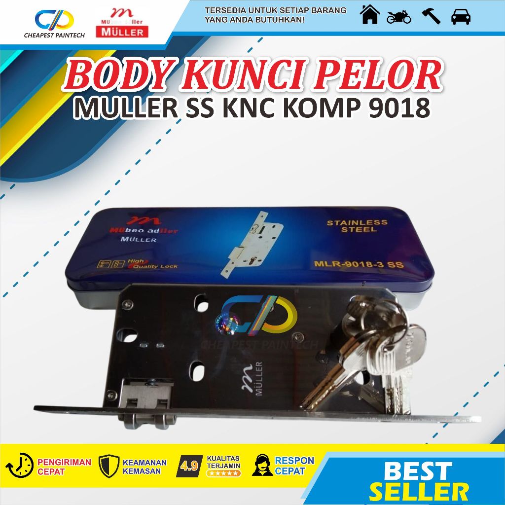 BODY KUNCI PINTU PELOR MULLER SS KNC KOMP 9018 (FULL STAINSLESS)