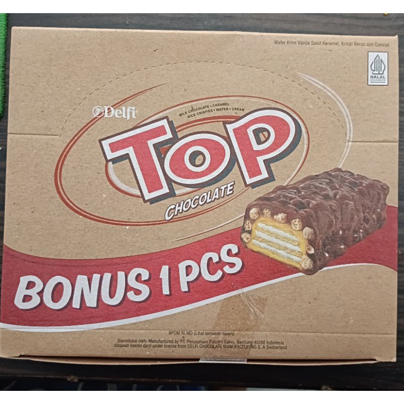 

Top Chocolate Delfi Wafer 22g 1 Box Isi 12+1 Pcs