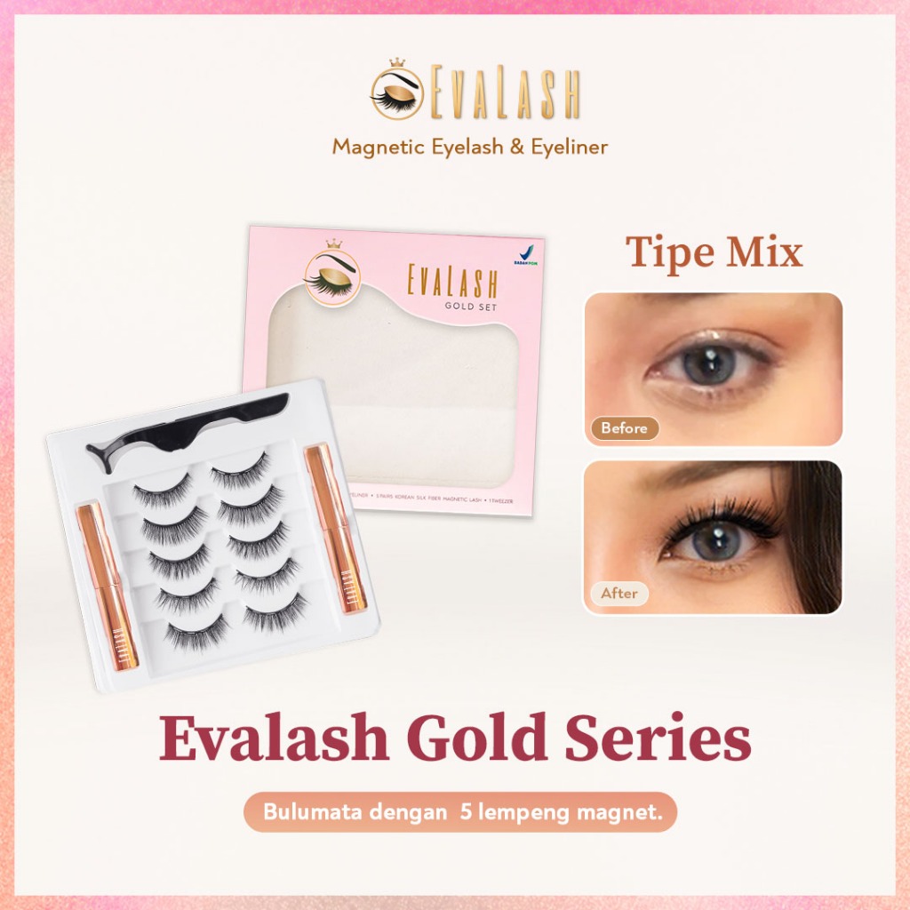 Bulu Mata Evalash 3D Fake Lashes False Beauty Natural Mink HandMade Wanita Eyelashes Eva Lash