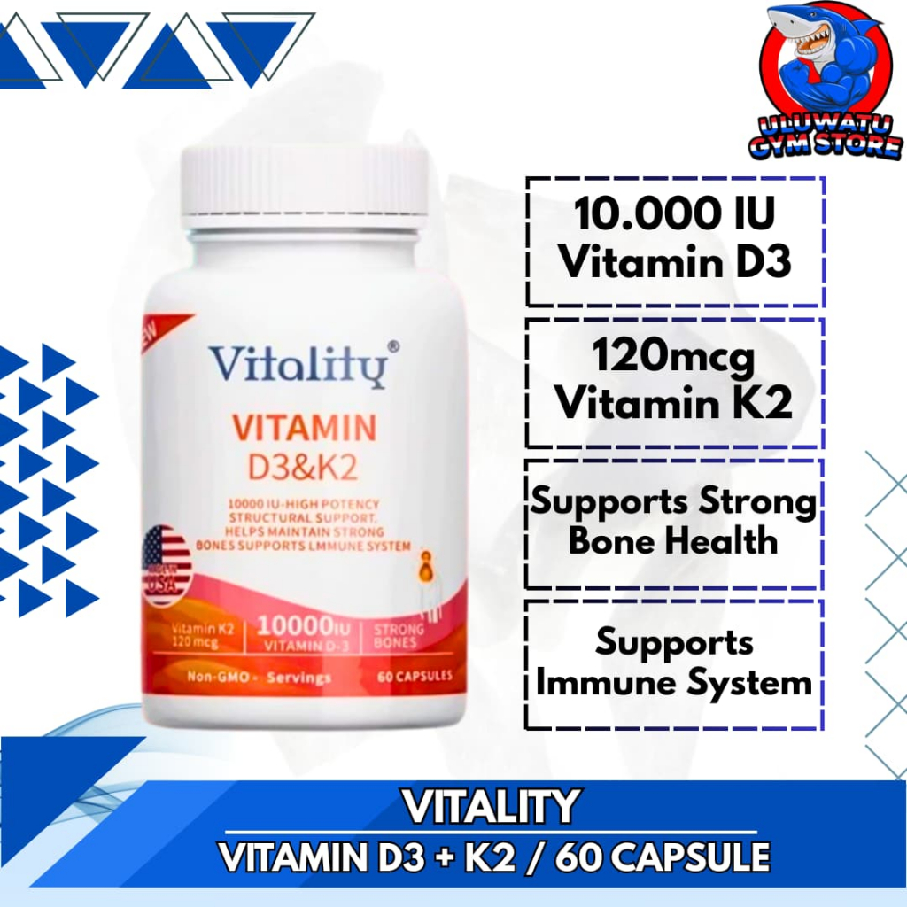 Vitality USA D3 10.000 IU + K2 120mcg - 60 Capsules D3K2 10000iu