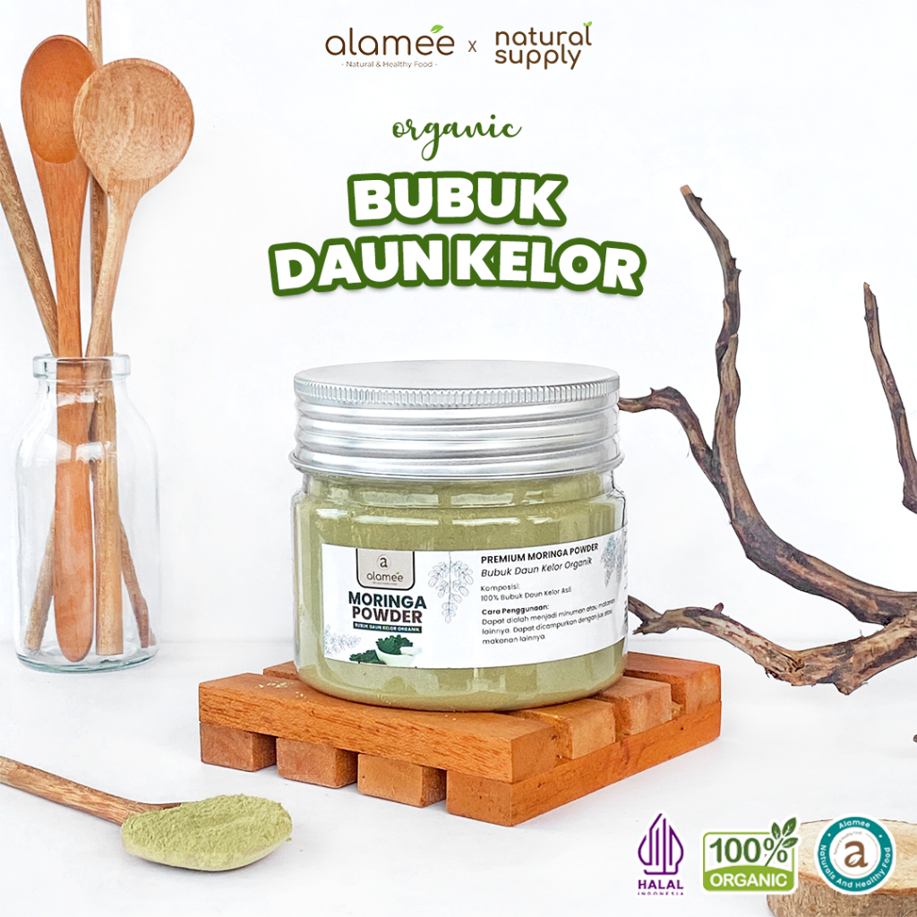 

ALAMEE Bubuk Minuman Daun Kelor Moringa Powder Serbuk Daun Kelor Herbal Tanpa Gula 125gr