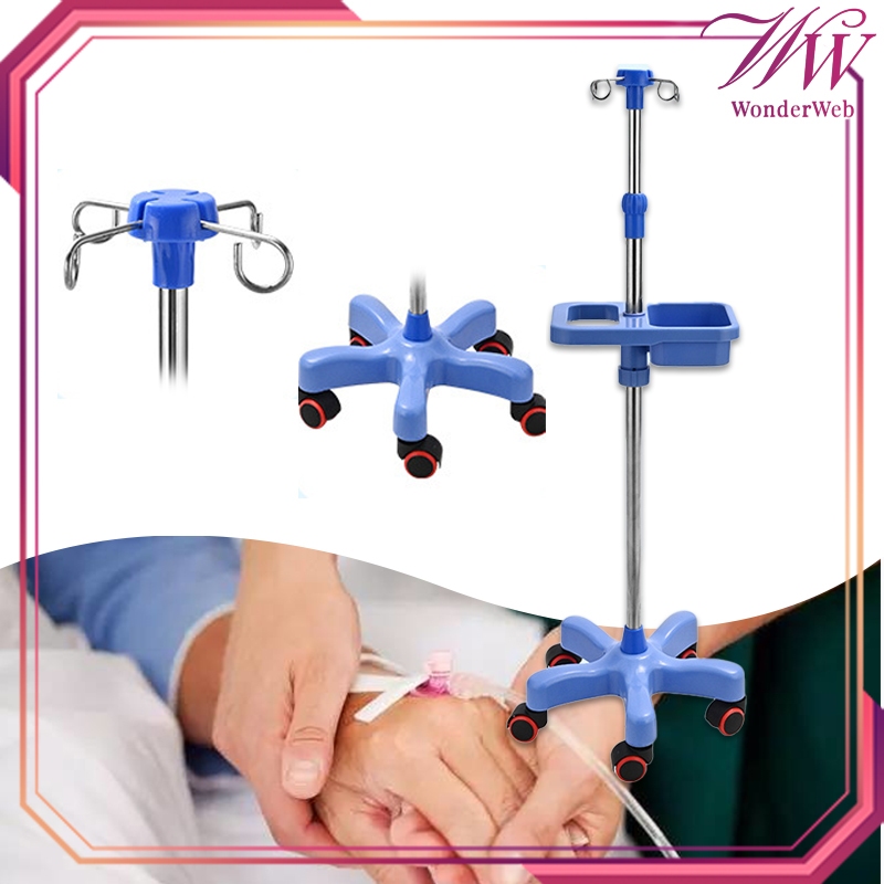 Gantungan Infus Portable 5 Roda Tiang Infus Stainless Adjustable Standar Infus Tiang Infus Roda Tian