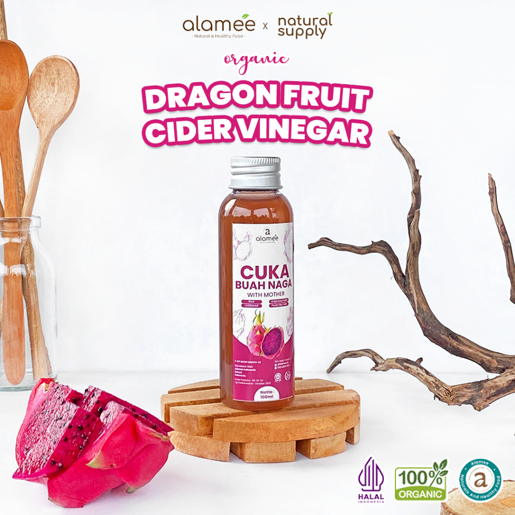 

ALAMEE Cuka Buah Naga Organik Dragon Fruit Cider Vinegar With Mother Fermentasi Probiotik 100ml