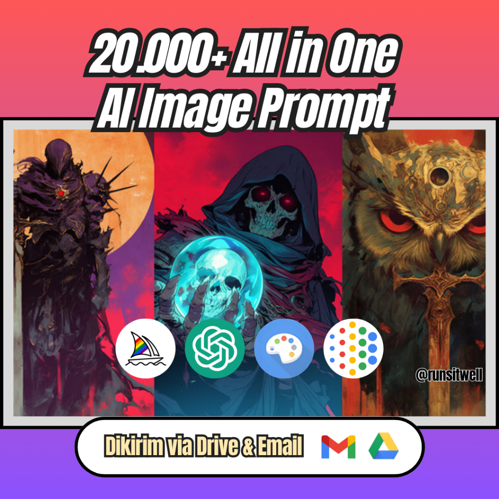 20.000+ Prompt Gambar AI All in One - AI Art, Midjourney, ChatGPT, Dall-E, Stable Diffusion, Adobe F