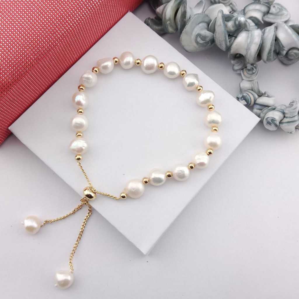 Gelang Mutiara Air Tawar Asli Lombok Model Serut - GT009