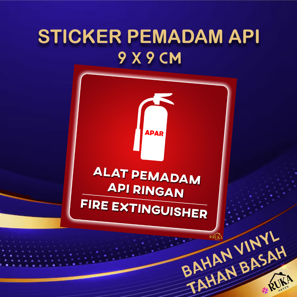 

❇️ Sticker Alat Pemadam Api Ringan APAR Fire Extinguisher 9 x 9 cm Stiker Ruka Haven Bahan Vinyl Doff Tahan Basah