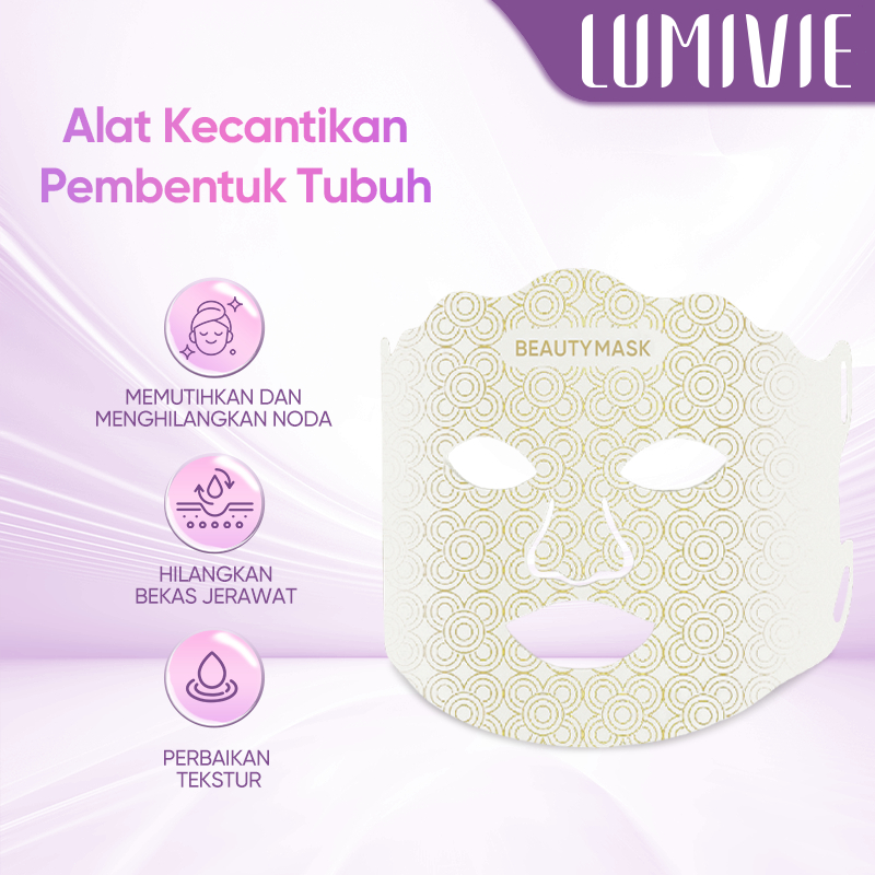 LUMIVIE Masker Wajah LED Masker LED 7 Warna Alat Skincare Profesional Masker Fototerapi Wajah