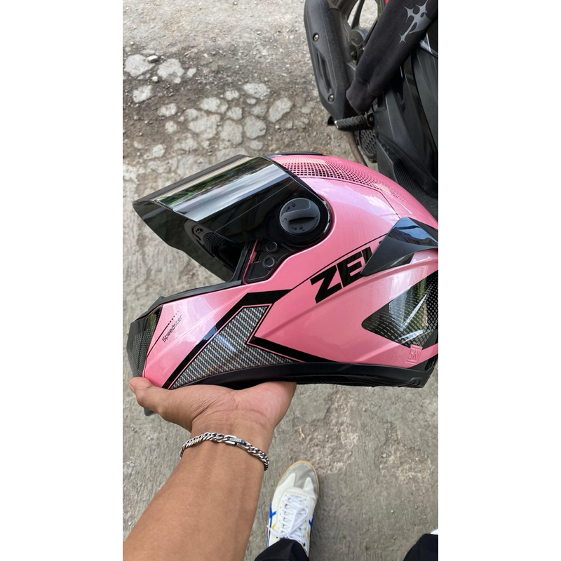 HELM ZEUS ZS 811C PINK AL6 BLACK FULLFACE SINGLE VISOR (SECOND)