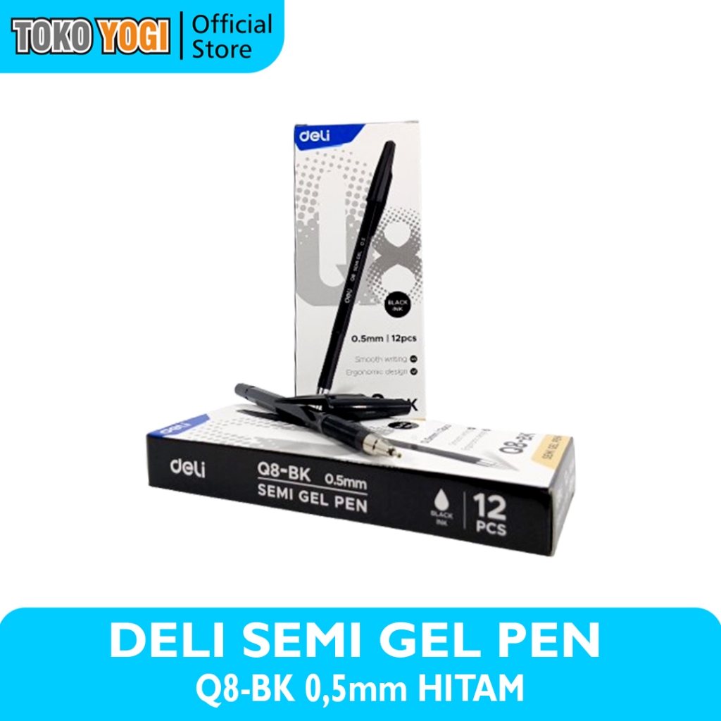 

DELI PULPEN SEMI GEL 0.5mm Q8-BK HITAM || 1 PACK (12pcs)