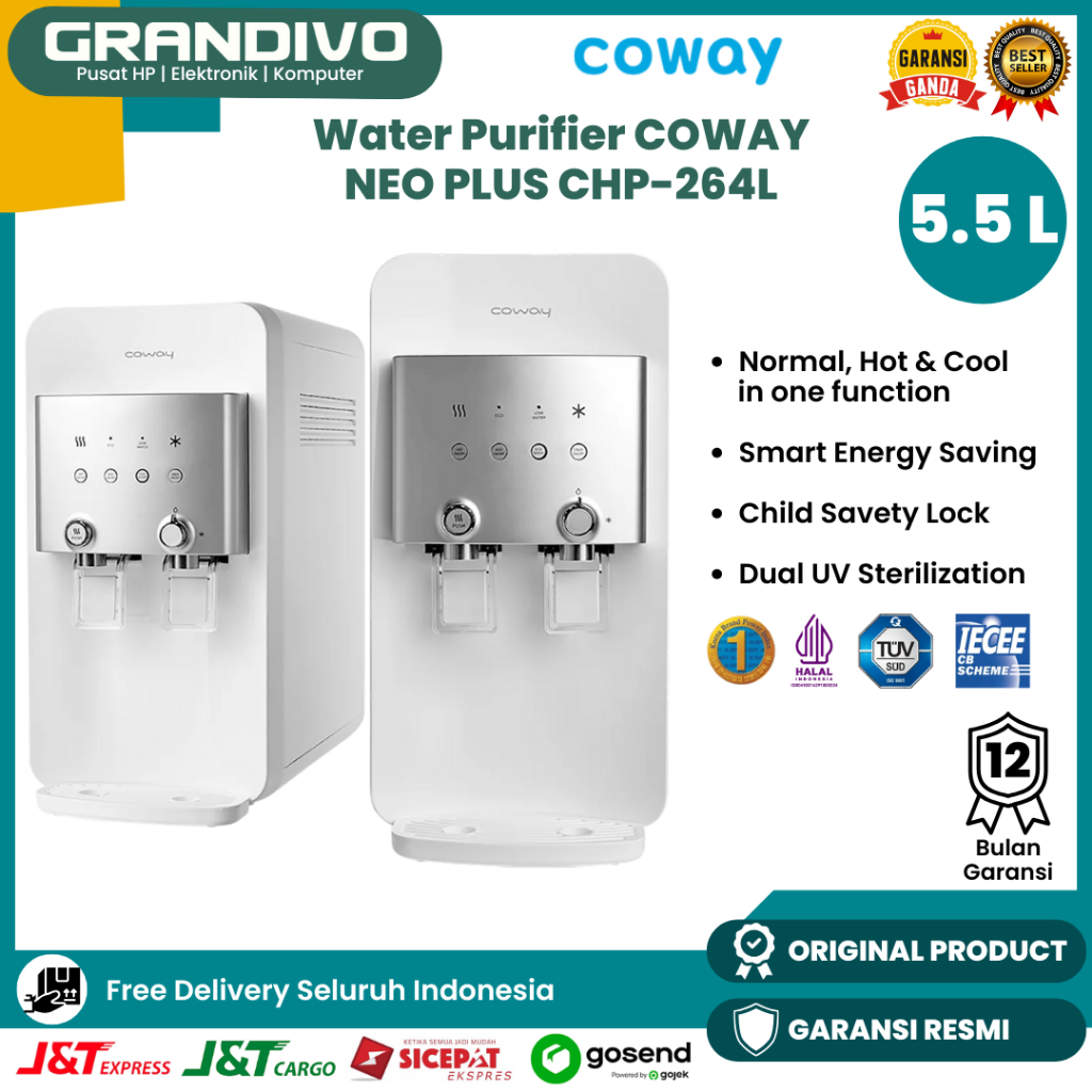 [PAKET 7 TAHUN] Water Purifier Coway Neo Plus CHP-246L 5.5 Liter Dispenser Pemurni Air / Filter Air 