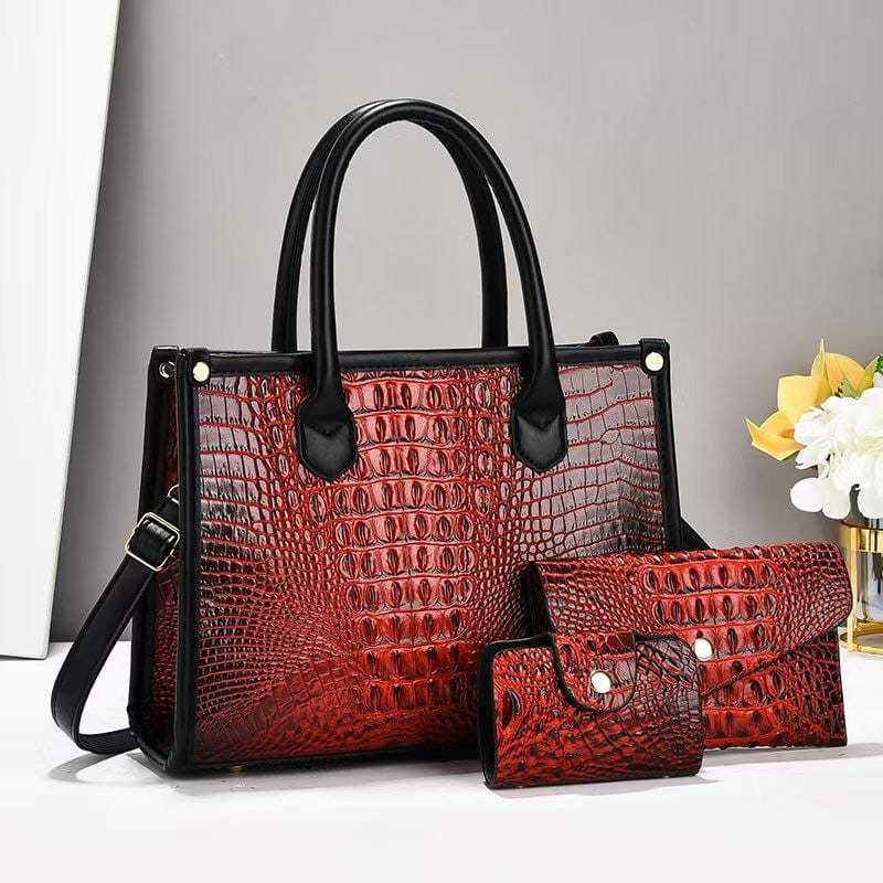 TOKOMEDAN1 - 2760 Tas Set 3IN1 Tas Croco Besar Mewah Wanita Impor Premium Tas Jinjing Kondangan Ibu