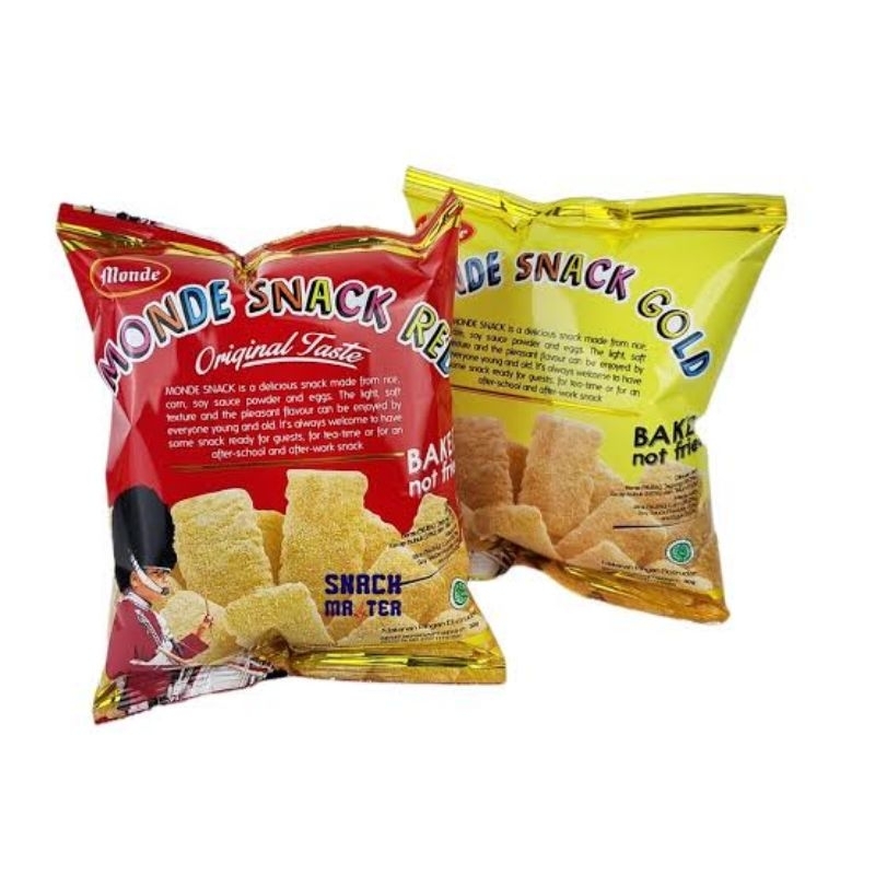 

[1 PCS] MONDE SNACK GOLD BESAR 60 GR - KECIL 25 GR | MONDE SNACK RED ORIGINAL TASTE GURIH 1 PCS