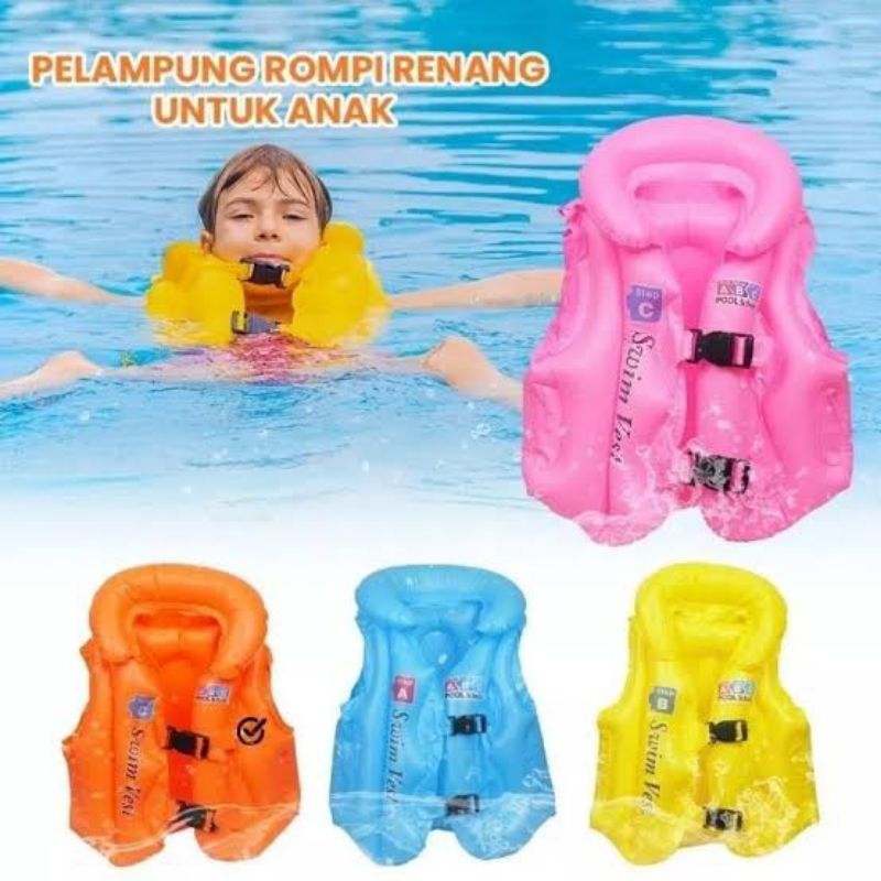 Pelampung Rompi Anak Swim Vest Pelampung Renang Anak Usia 3-10 Tahun