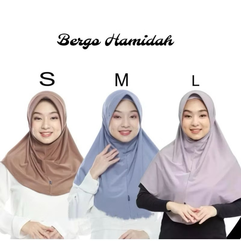 Jilbab Sport Bergo Hamidah Instan Nyaman - Ukuran M - Muslim, Kerudung, Spandex, Sekolah, Tebal, Spo