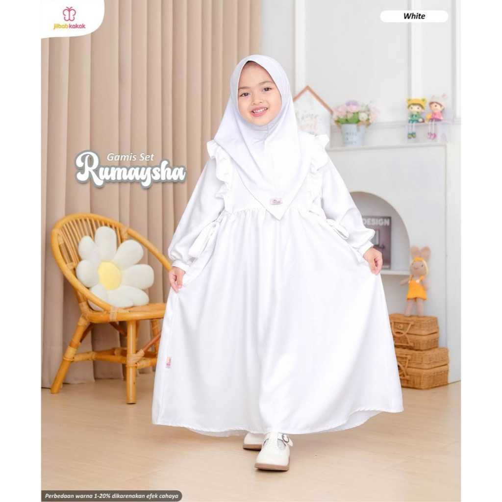 Gamis Rumaysha Anak Putih Cringkle