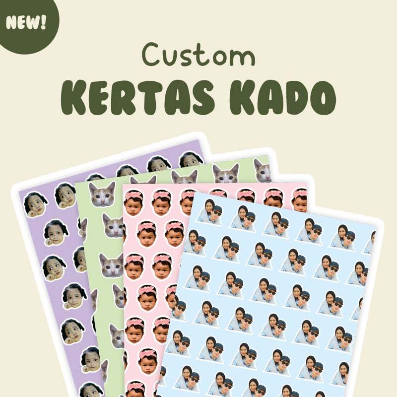 

KERTAS KADO CUSTOM FOTO WAJAH AYANG, TEMAN, IDOL KPOP