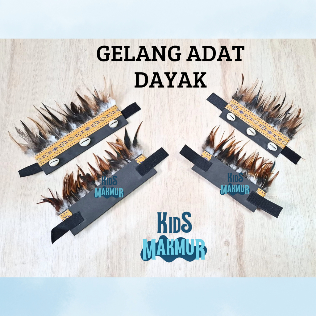 RB Mahkota DAYAK Aksesoris bulu dayak gelang bulu dayang tangan dan kaki bulu adat dayak bulu tangan