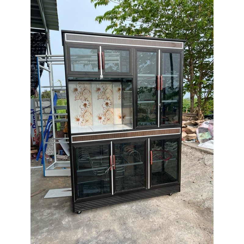 Rak Piring Aluminium Lemari Piring Lemari kaca aluminium