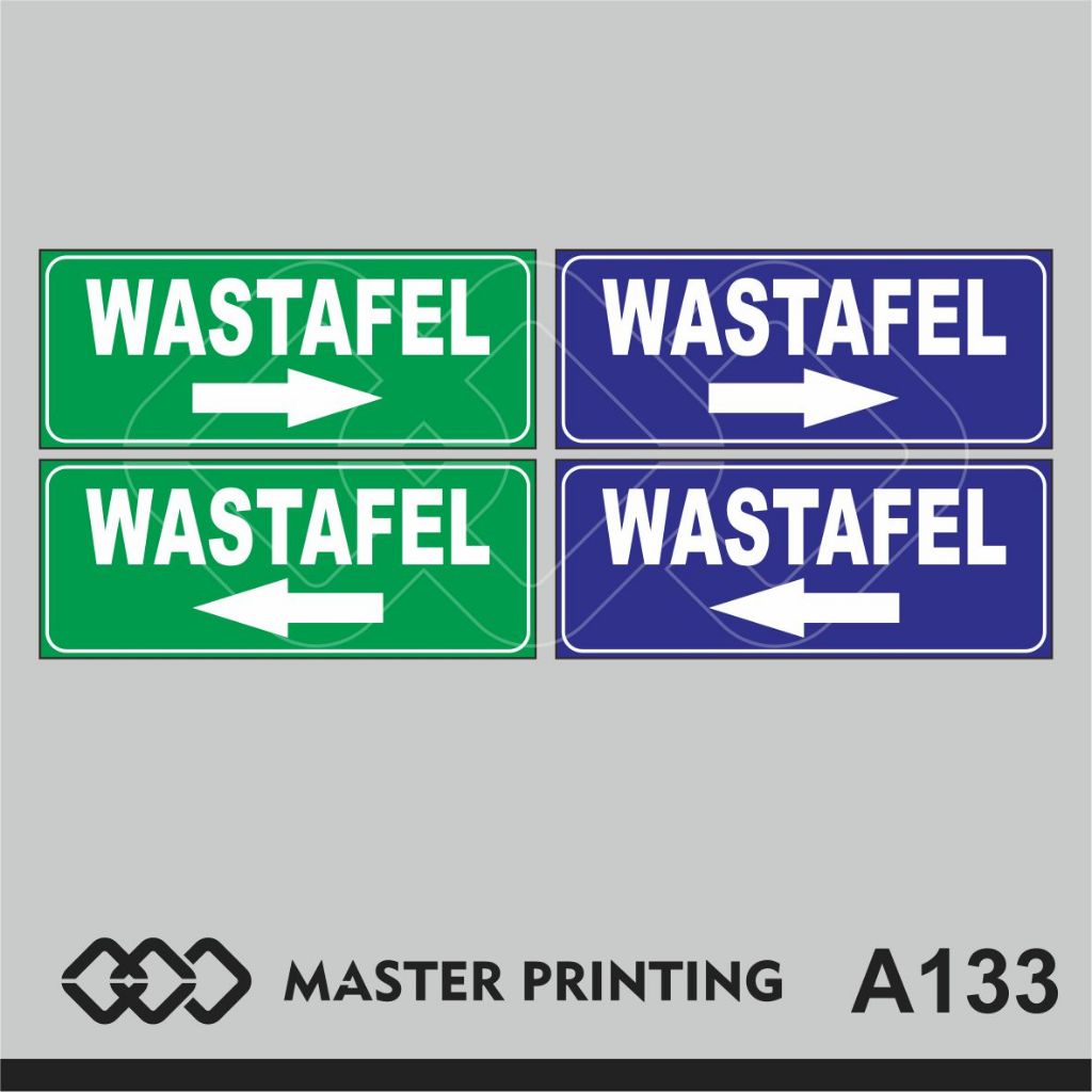 

A133 - Acrylic Sign, Stiker Akrilik Petunjuk Arah Letak/Posisi Wastafel, Tahan Air, Bisa Custom