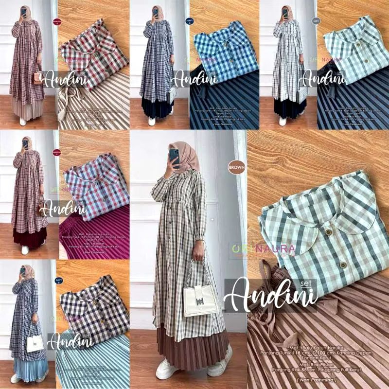 SUNMODESOLO||ANDINI SET MIDI KOTAK DAN ROK PLISKET