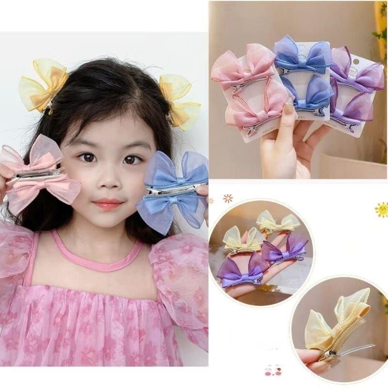 KHAFIANY_ (2pcs) JEPIT / PENITI PITA RIBON Kecil Aksesoris HIJAB / RAMBUT