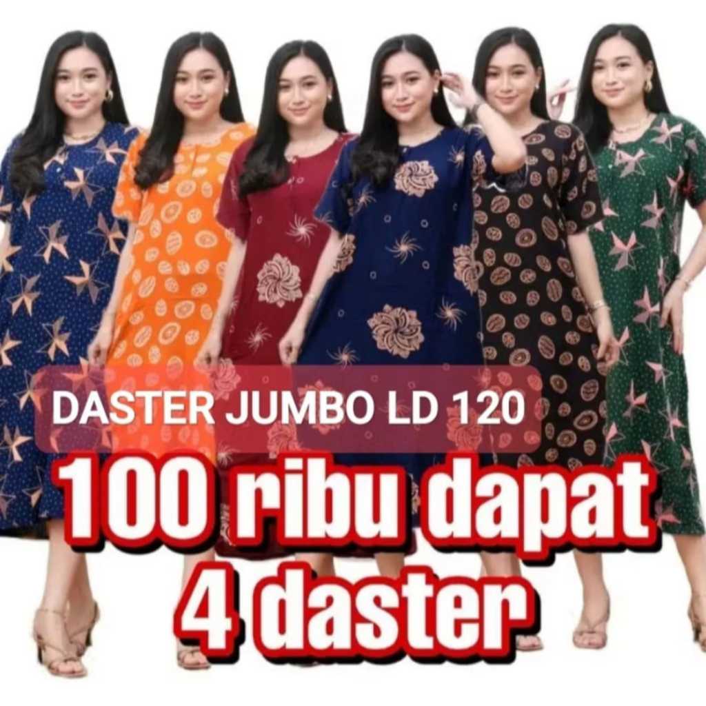 Daster 100 dapat 4pcs Daster Jumbo busui daster bumil daster rayon lengan pendek Kancing Depan Daste