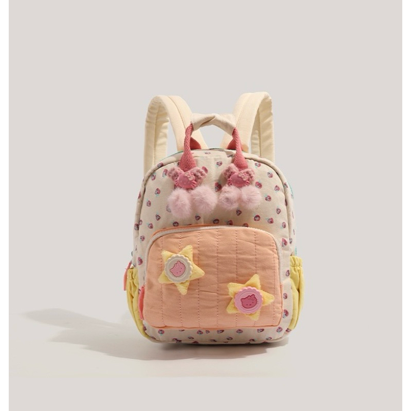 Ransel Cewek Kecil Tas Ransel Mini Wanita Bahan Kanvas Model Backpack Kecil dengan Aksesoris Tas Ran