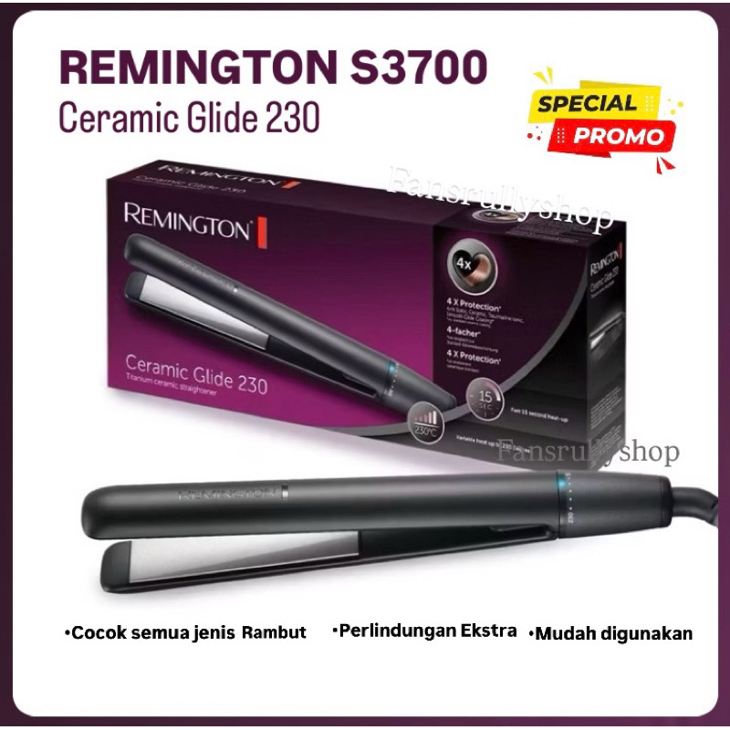 REMINGTON S3700 - ID Ceramic Glide 230 Straightener Catokan Rambut Pelurus Curly Original 2 IN 1