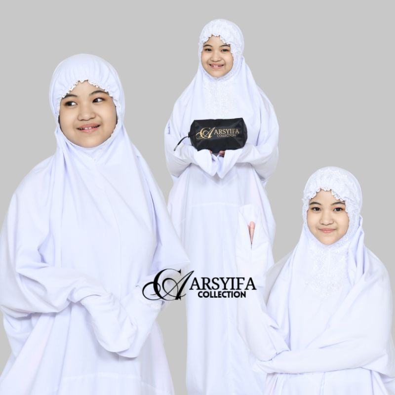 Mukena Terusan Anak Remaja Tanggung Mukena Santri  Katun Micro Premium