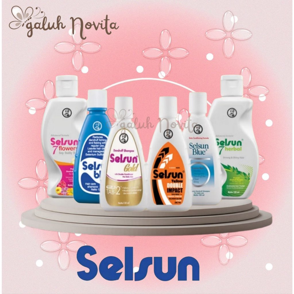 SELSUN Blue Yellow Gold Double Impact Herbal Flowers Premium Dandruff Shampoo 100ml Besar Shampo Ata