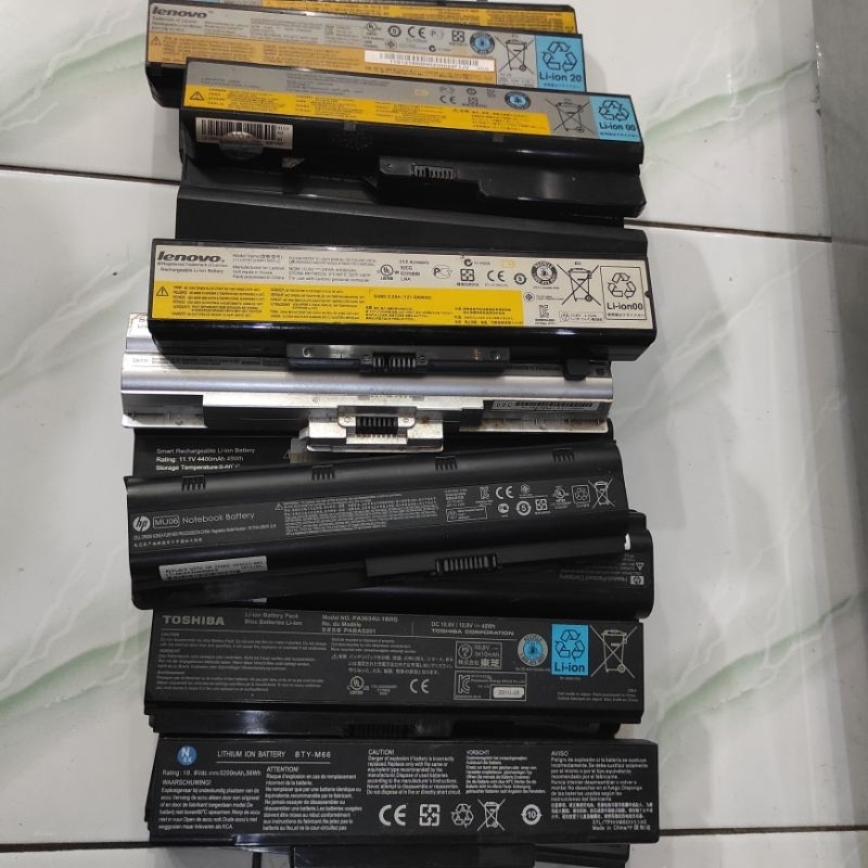 Baterai bekas rusak copotan laptop asus dell acer lenovo hp