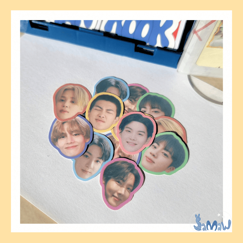 

Stiker BTS Dekorasi | Stiker Kepala Lucu | Stiker KPop Aesthetic Wajah