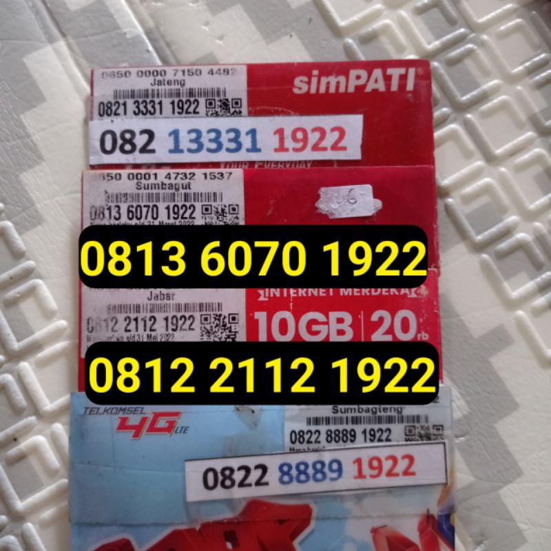 NOMOR CANTIK TELKOMSEL PSHT 1922 - NOMOR CANTIK SIMPATI SERI TAHUN PSHT 1922 - TERATE 1922